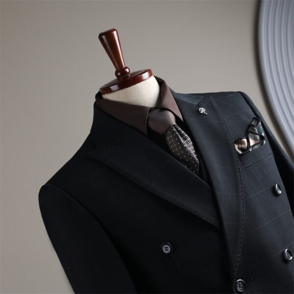 Double Row Plaid Suit Men's Business Formal Groomsman Wedding Groom Suit Jacket