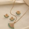 Arabian Cross-Border Fan-Shaped Necklace Set, Gold-Plated Imitation Pearl Earrings and Ring