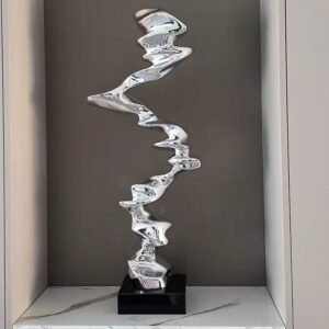 Abstract Resin Sculpture - Modern Plated Ornament for Hallway & Living Room