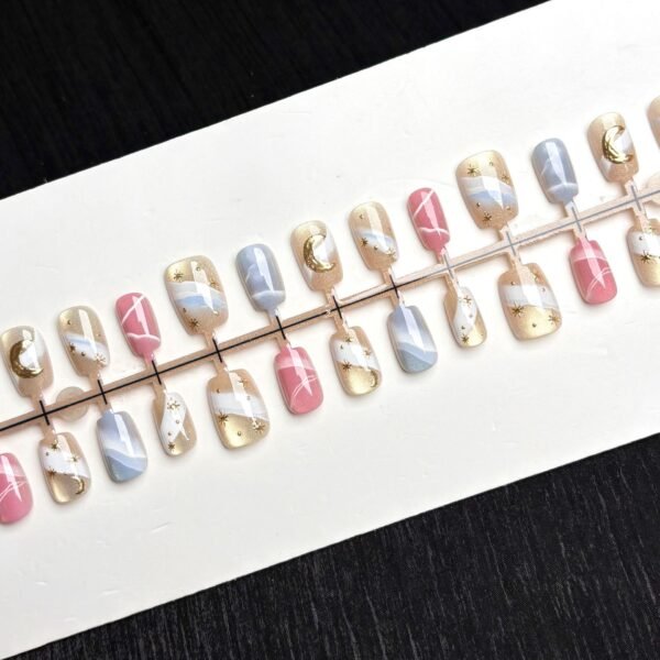 Wy384 Romantic Galaxy Glass Bead Cat Eye Glitter Gilt Wearable Nails Wy384 Romantic Galaxy Glass Bead Cat Eye Glitter Gilt Wearable Nails