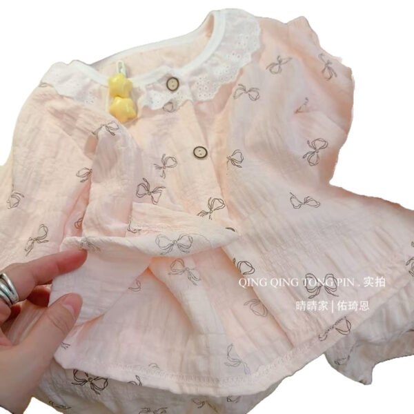 O1CN01VC23pp1JbZppKUVrK_6000000001047-0-cib Floral Western Style Long Sleeve Cardigan, Baby Spring Summer Autumn Doll Collar Cartoon Home Clothes Suit