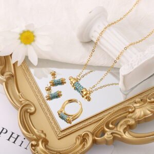 Cross-Border Middle Eastern Style Gold-Plated Necklace Set with Rings and Earrings 1 Cross-Border Middle Eastern Style Gold-Plated Necklace Set with Rings and Earrings