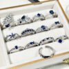 Blue Zircon Open Rings - Minimalist Adjustable Statement Ring Collection