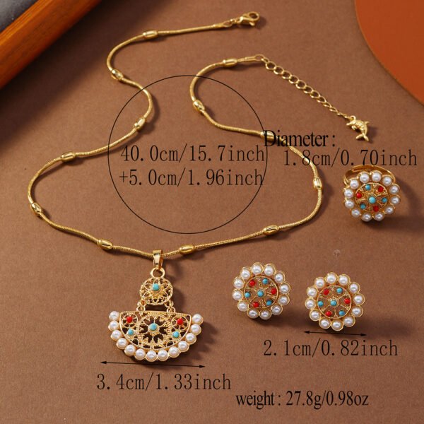 O1CN01VXNvRh1I8Qs1nRUyp_2212514370848-0-cib Indian Palace Style 3D Flower Jewellery Set - Ring, Earrings & Necklace