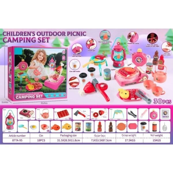 O1CN01VZSqee2EcQf5SZpnm_2222124958765-0-cib Kids Pretend Play Camping Set - Outdoor Picnic BBQ Kitchenware Toy Set (30pcs)