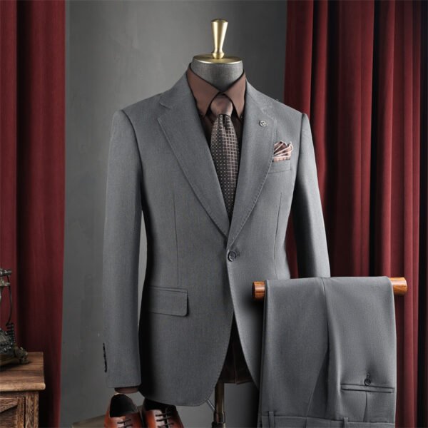High-End Suit for Men, Pure Gray, Wrinkle-Resistant, Slightly Elastic, Formal Wear, Groom, Wedding, Best Man, Suit Set for Men