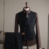 Double Row Plaid Suit Men's Business Formal Groomsman Wedding Groom Suit Jacket