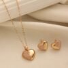 Cross-Border French Light Luxury Simple Jewelry Love Pendant Necklace + Peach Heart Zircon Earring Set