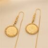 Cross-Border Popular Coin Earrings, 18K Gold-Plated Textured Watermelon Bead Ear Wires 4 Cross-Border Popular Coin Earrings, 18K Gold-Plated Textured Watermelon Bead Ear Wires