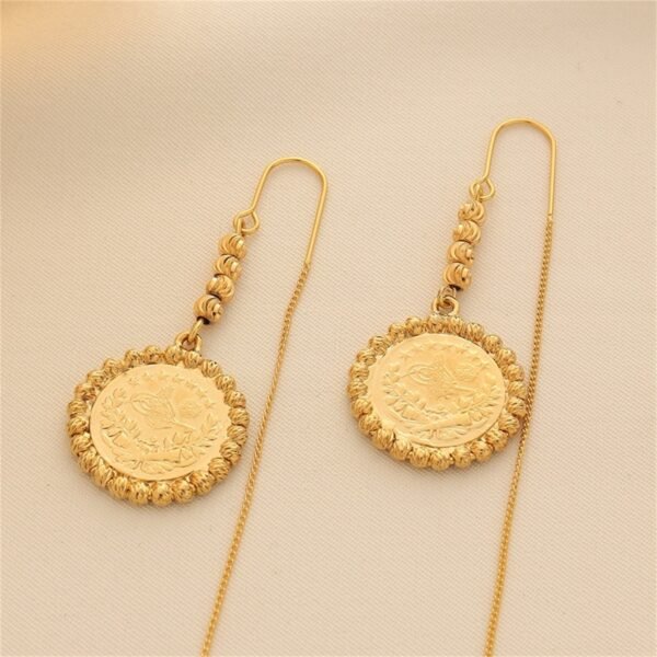 Cross-Border Popular Coin Earrings, 18K Gold-Plated Textured Watermelon Bead Ear Wires 4 Cross-Border Popular Coin Earrings, 18K Gold-Plated Textured Watermelon Bead Ear Wires