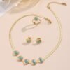 Cross-Border Electroplated K Gold Jewelry Set, Turquoise Necklace, Snake Bone Chain, Geometric Three-Piece Set