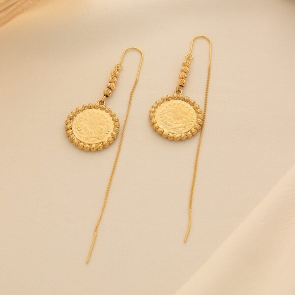 Cross-Border Popular Coin Earrings, 18K Gold-Plated Textured Watermelon Bead Ear Wires 3 Cross-Border Popular Coin Earrings, 18K Gold-Plated Textured Watermelon Bead Ear Wires