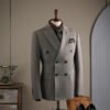 Striped Suit Set for Men, Business Formal Wear, Groomsman Attire, Wedding Groom Suit Jacket, Short Suit