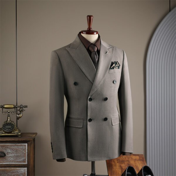 Striped Suit Set for Men, Business Formal Wear, Groomsman Attire, Wedding Groom Suit Jacket, Short Suit