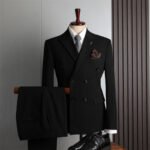 Blue Double-Breasted Suit Men's Formal British Fashion Wedding Groomsman Suit Business Casual Suit Men's Clothing