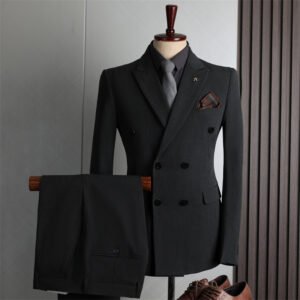 Double-Breasted Suit Set for Men, Formal Business Casual Slim Fit Plus Size Wholesale Wedding Blazer, High-End Feel