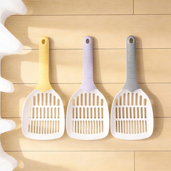 Striped Handle Cat Litter Scoop Plastic Poop Scooper with Small Holes Long Handle Large Cat Poop Shovel Pet Cleaning Supplies