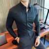 French collar white shirt men's long sleeve spring and autumn business leisure banquet new high-end white shirt men