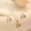 Copper Gold-Plated Zircon Bicycle Necklace Clavicle Chain Set