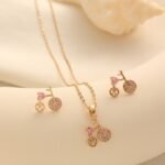 Copper Gold-Plated Zircon Bicycle Necklace Clavicle Chain Set