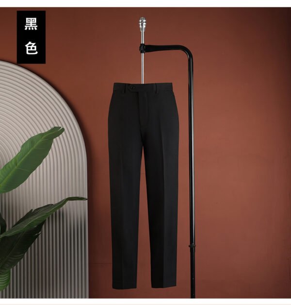 Black (single piece of pants) Whale Lion Men's Casual Business Straight-Leg Dress Pants Versatile Fashion Simple Mid-High Waist Wrinkle-Resistant Non-Iron Pants