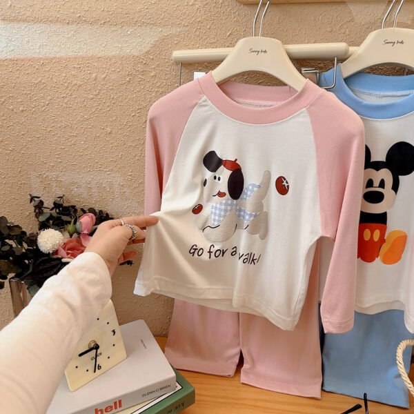 Kids Modal Home Wear Pajama Set - Loose Long-Sleeve Air-Conditioning Clothing