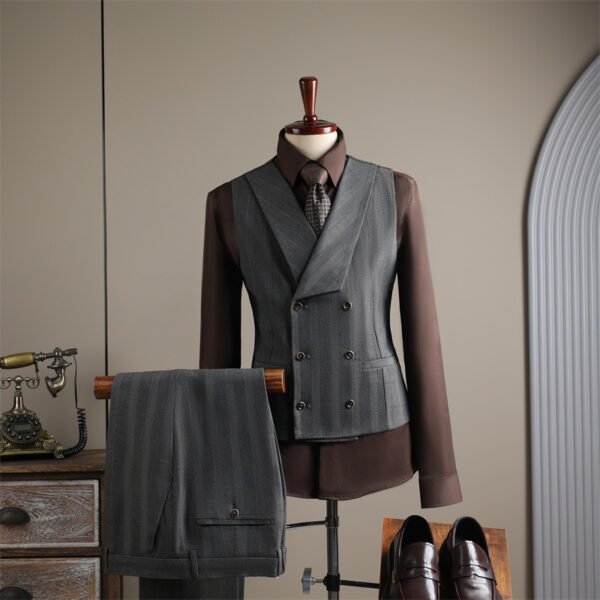 Double Row Plaid Suit Men's Business Formal Groomsman Wedding Groom Suit Jacket