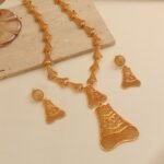 Middle Eastern Hollow Filigree Bell-Shaped Long Necklace Earrings Set