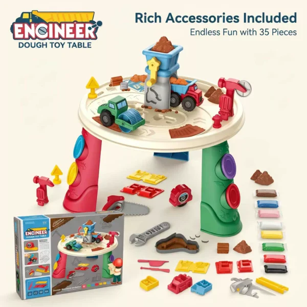 Engineering Colored Clay Round Table Toy - Kids DIY Clay Tool Set