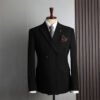 Black (one-piece suit) Blue Double-Breasted Suit Men's Formal British Fashion Wedding Groomsman Suit Business Casual Suit Men's Clothing
