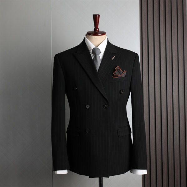 Black (one-piece suit) Blue Double-Breasted Suit Men's Formal British Fashion Wedding Groomsman Suit Business Casual Suit Men's Clothing