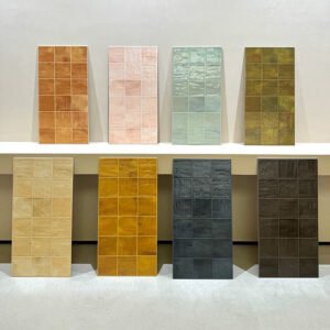 French Retro Gradient Grid Wall Tile - Glossy Porcelain, 400 x 800 mm