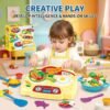 Kids Pretend Play Kitchen Set with Colored Clay Cooking Utensils - Gas Stove Toy