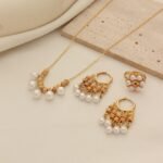 Middle East Fashion Baroque Retro Pearl Tassel Earrings, Pendant Sweater Chain Three-Piece Set