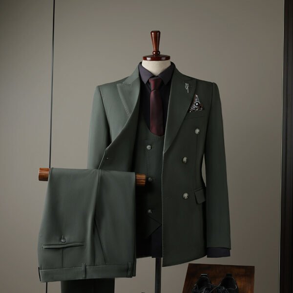 Double Row Brown Suit Men's Business Groom Wedding Dress Groomsmen Slim Suit