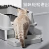 Cat Litter Box, Stainless Steel, Extra Large, Anti-Splash, Heightened, Open Semi-Enclosed