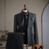 Striped Suit Set for Men, Business Formal Wear, Groomsman Attire, Wedding Groom Suit Jacket, Short Suit