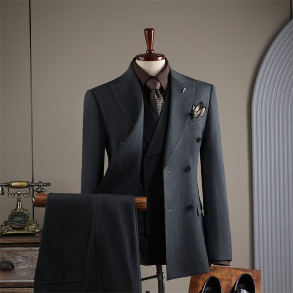 Striped Suit Set for Men, Business Formal Wear, Groomsman Attire, Wedding Groom Suit Jacket, Short Suit