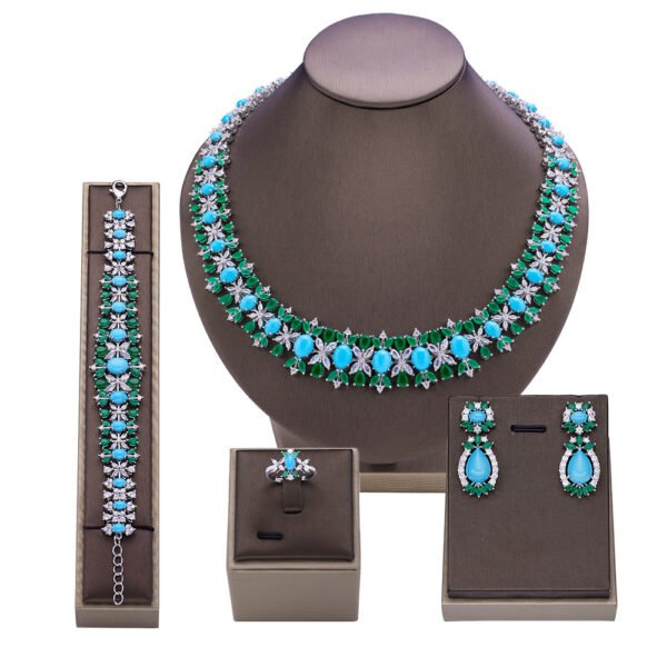 O1CN01Ykm2BE2HKVt5OFLzu_2218095789132-0-cib Dubai Style Bridal Jewellery 4-Piece Set - Necklace, Earrings and Ring