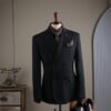Striped Suit Set for Men, Business Formal Wear, Groomsman Attire, Wedding Groom Suit Jacket, Short Suit