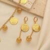 European Gold Light Luxury Coin Pendant Necklace Tassel Earrings Set 3 European Gold Light Luxury Coin Pendant Necklace Tassel Earrings Set