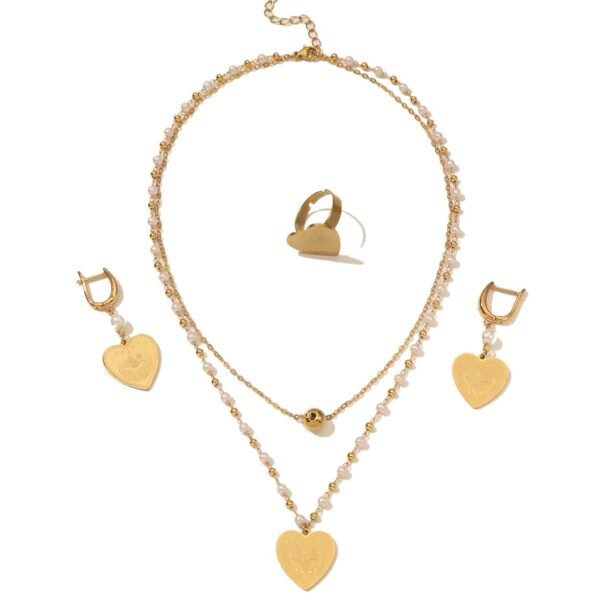 Ethnic Style Love Coin Pendant Necklace Jewelry Set with Simple Earrings