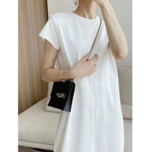 Cross-Border Straight-Leg White Bottoming T-Shirt Dress - Mid-Length Vest Skirt