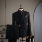 Striped Suit Set for Men, Business Formal Wear, Groomsman Attire, Wedding Groom Suit Jacket, Short Suit