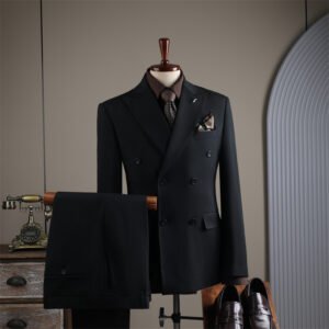 Striped Suit Set for Men, Business Formal Wear, Groomsman Attire, Wedding Groom Suit Jacket, Short Suit