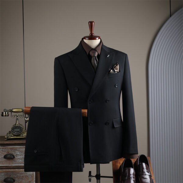 Striped Suit Set for Men, Business Formal Wear, Groomsman Attire, Wedding Groom Suit Jacket, Short Suit