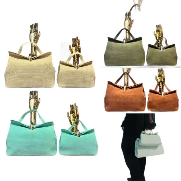 Foldable Matte Leather Crossbody Bag - High-End Lock Handbag Foldable Matte Leather Crossbody Bag - High-End Lock Handbag