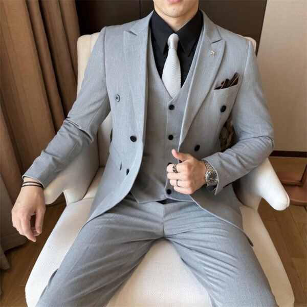 Suit Men's Suit Business Formal Wear Black Double-Breasted Wedding Suit Men's Autumn and Winter New Wedding Dress