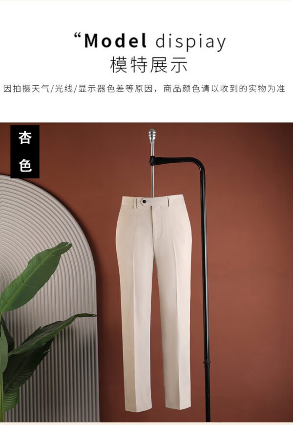 Apricot (single piece of pants) Whale Lion Men's Casual Business Straight-Leg Dress Pants Versatile Fashion Simple Mid-High Waist Wrinkle-Resistant Non-Iron Pants