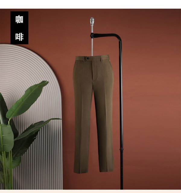 Coffee (single piece of pants) Whale Lion Men's Casual Business Straight-Leg Dress Pants Versatile Fashion Simple Mid-High Waist Wrinkle-Resistant Non-Iron Pants